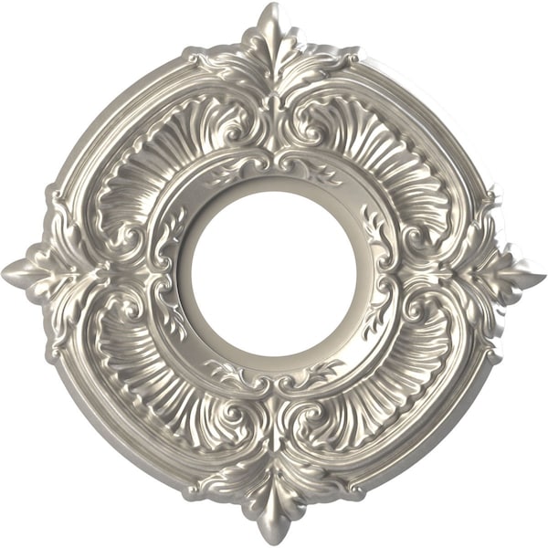 Ekena Millwork Attica PVC Ceiling Medallion (Canopies up to 4 1/8"), 10"OD x 3 1/2"ID x 3/4"P, Bright Coat Aluminum CMP10ATBAL - main